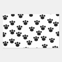 Animal Paw Print Pattern. Black and White. Rectangle Sticker