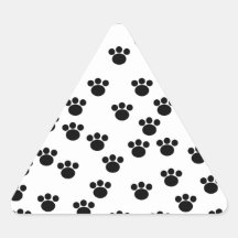Animal Paw Print Pattern. Black and White. Triangle Sticker