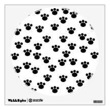 Animal Paw Print Pattern. Black and White. Room Sticker