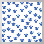 Animal Paw Print Pattern. Blue and White.