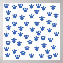 Animal Paw Print Pattern. Blue and White.