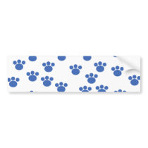 Animal Paw Print Pattern. Blue and White. Bumper Stickers