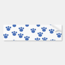 Animal Paw Print Pattern. Blue and White. Bumper Stickers