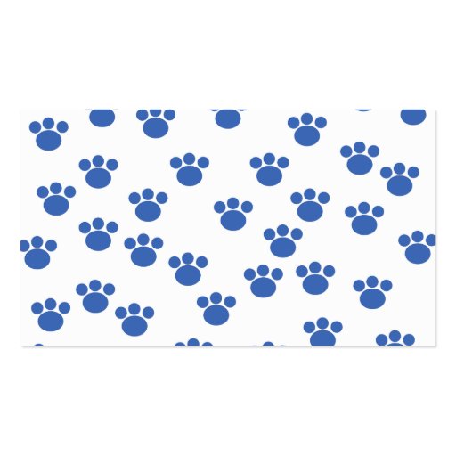 Animal Paw Print Pattern. Blue and White. Business Cards (front side)