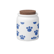 Animal Paw Print Pattern. Blue and White. Candy Jars