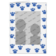 Animal Paw Print Pattern. Blue and White. Cards