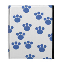 Animal Paw Print Pattern. Blue and White. iPad Folio Covers