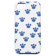 Animal Paw Print Pattern. Blue and White. iPhone 5 Case