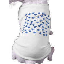 Animal Paw Print Pattern. Blue and White. Doggie T Shirt
