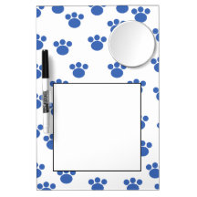 Animal Paw Print Pattern. Blue and White. Dry Erase Whiteboards