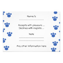 Animal Paw Print Pattern. Blue and White. Personalized Invites