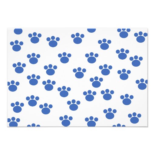 Animal Paw Print Pattern. Blue and White. Personalized Invites