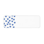 Animal Paw Print Pattern. Blue and White. Custom Return Address Label