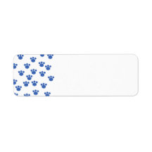 Animal Paw Print Pattern. Blue and White. Custom Return Address Label
