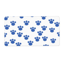 Animal Paw Print Pattern. Blue and White. Shipping Labels
