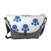 Animal Paw Print Pattern. Blue and White. Courier Bags