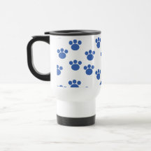 Animal Paw Print Pattern. Blue and White. Coffee Mug
