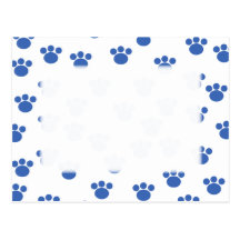 Animal Paw Print Pattern. Blue and White. Post Card