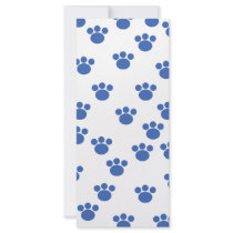 Animal Paw Print Pattern. Blue and White. Rack Cards