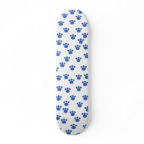 Animal Paw Print Pattern. Blue and White. Skate Deck
