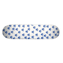 Animal Paw Print Pattern. Blue and White. Skate Deck