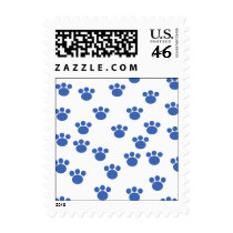 Animal Paw Print Pattern. Blue and White. Stamp