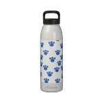 Animal Paw Print Pattern. Blue and White. Reusable Water Bottles