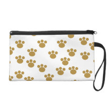 Animal Paw Prints. Brown and White Pattern. Wristlets