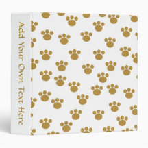 Animal Paw Prints. Brown and White Pattern. Vinyl Binders