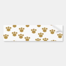 Animal Paw Prints. Brown and White Pattern. Bumper Stickers