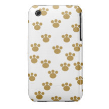 Animal Paw Prints. Brown and White Pattern. Case-Mate iPhone 3 Cases
