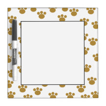 Animal Paw Prints. Brown and White Pattern. Dry Erase Whiteboard