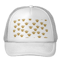 Animal Paw Prints. Brown and White Pattern. Hats