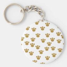 Animal Paw Prints. Brown and White Pattern. Key Chains
