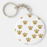 Animal Paw Prints. Brown and White Pattern. Key Chain