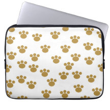 Animal Paw Prints. Brown and White Pattern. Laptop Sleeve