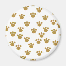 Animal Paw Prints. Brown and White Pattern. Magnets