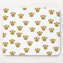 Animal Paw Prints. Brown and White Pattern. Mouse Pad