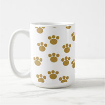 Animal Paw Prints. Brown and White Pattern. Mug