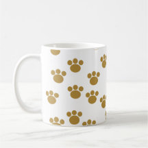 Animal Paw Prints. Brown and White Pattern. Mugs