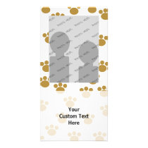Animal Paw Prints. Brown and White Pattern. Customized Photo Card