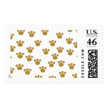 Animal Paw Prints. Brown and White Pattern. Postage