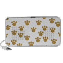 Animal Paw Prints. Brown and White Pattern. iPod Speakers
