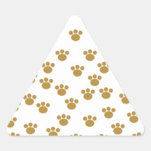 Animal Paw Prints. Brown and White Pattern. Triangle Sticker