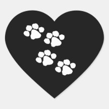 Animal Paw Prints Heart Stickers