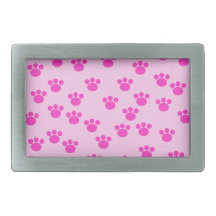 Animal Paw Prints. Light Pink and Bright Pink. Belt Buckle
