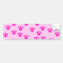 Animal Paw Prints. Light Pink and Bright Pink. Bumper Stickers