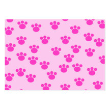 Animal Paw Prints. Light Pink and Bright Pink. Business Card Template
