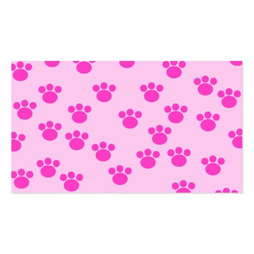Animal Paw Prints. Light Pink and Bright Pink. Business Card (back side)