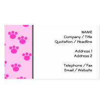 Animal Paw Prints. Light Pink and Bright Pink. Business Card